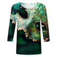 thumbnail image 4 of PMUYBHF T-Shirt Imprimé Joyeuses Fêtes Manches 3/4 Col Rond Blouse 892 m, 4 of 5