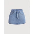 thumbnail image 6 of Pink Bow-Adorned Denim Mini Skirt With White Ribbon Pocket Details, 6 of 8