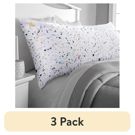 (3 pack) Mainstays Microfiber Body Pillowcase Cover, Polka Dots, Zipper Closure, 20"x52", Versatile and Stylish for All Ages