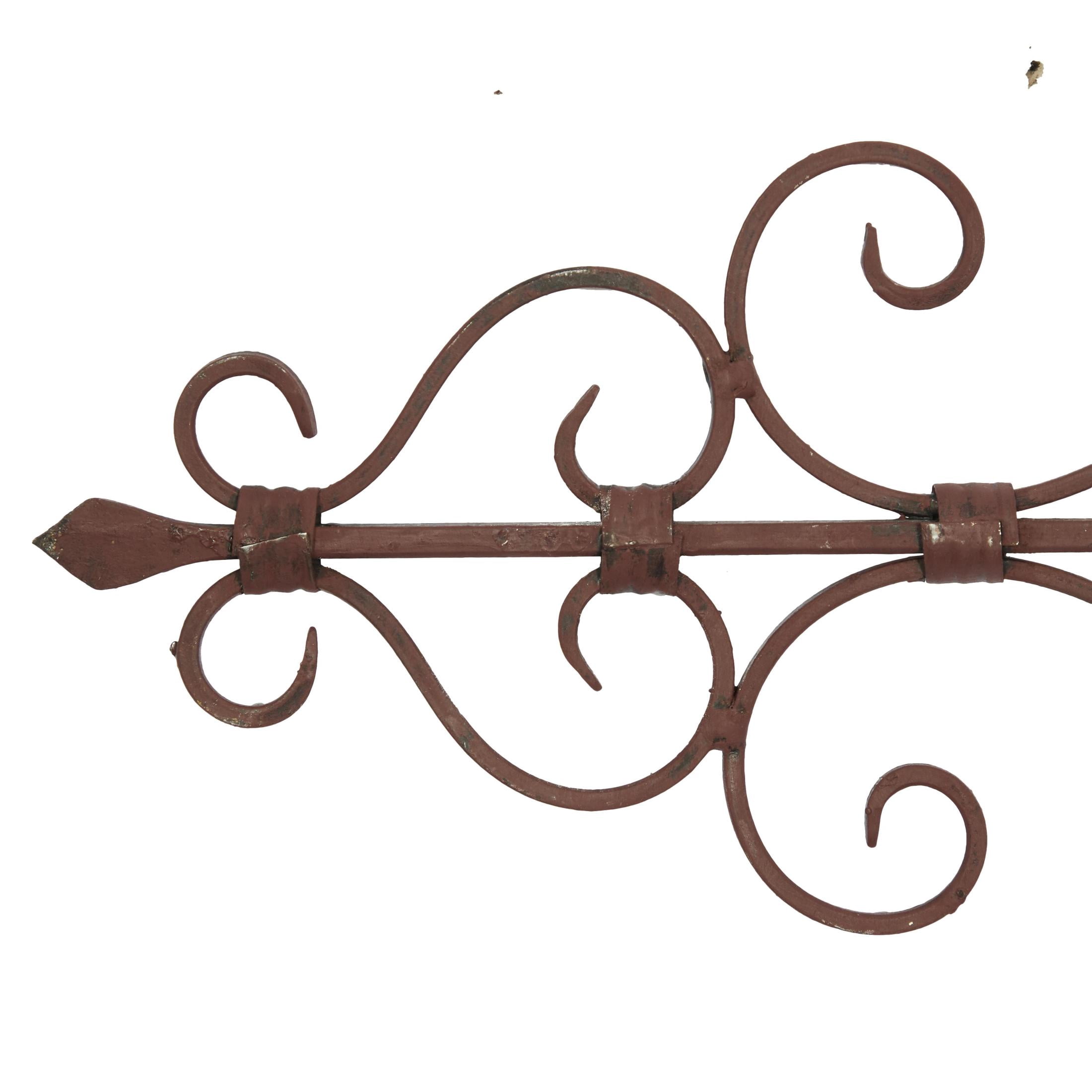 DecMode Brown Metal Long Slim Scroll Wall Decor