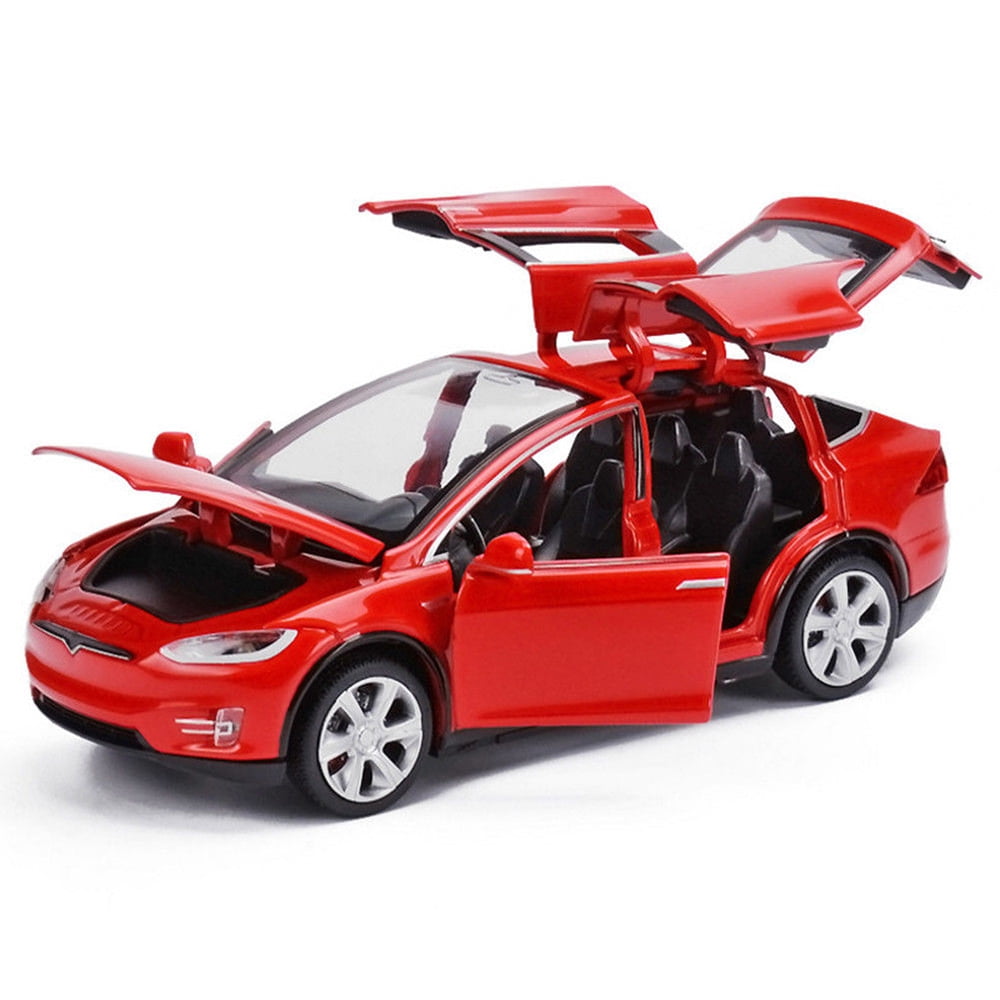 1:32 Tesla Model X90 Sound and Light Toys Diecast Alloy Pull Back Car Kids Gift 