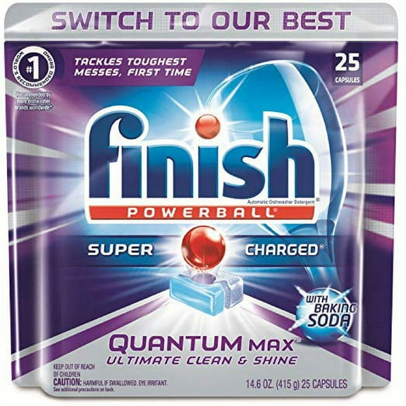 Finish Quantum Dishwasher Detergent with Baking Soda, 25 Count