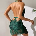 thumbnail image 6 of JSGEK Sexy Babydoll Lingerie Nightgown for Women Halter Neck Deep V Neck Lace Trim Mini Dress Intimate Sleepwear Nightwear Green L, 6 of 6