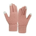thumbnail image 3 of Winter Pink Women Wool Warm Gloves Solid Color Knitted Cold Proof, 3 of 3