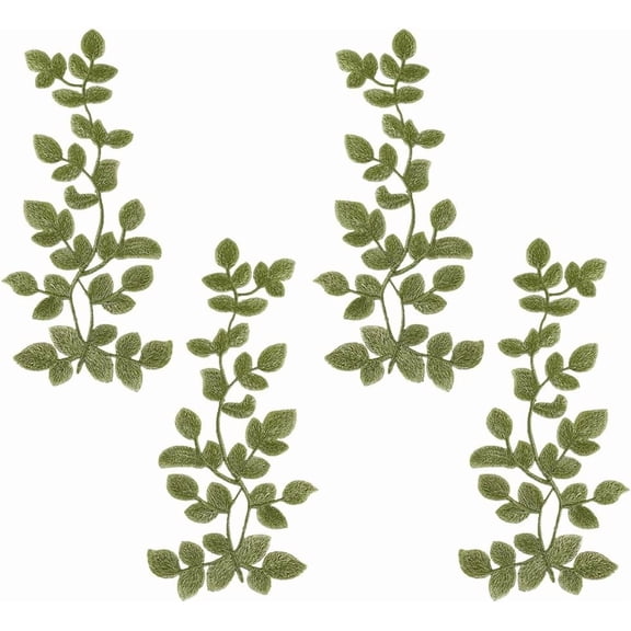 2 Pairs Mirror Pairs Green Forest Leaves Applique Clothing Embroidery Patch Sew on Appliques Sewing Craft Decoration for Jeans Jackets Repair DIY Projects Craft Accessories Olive Green
