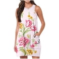 thumbnail image 1 of Vestido de Verano para Mujeres, Vestido de Cuello Redondo sin Mangas de Bolsillo de Impresión de Moda Casual Hecha de 95% Poliéster 5% Spandex para Primavera Verano, Vestido Sexy para Mujeres, 1 of 6