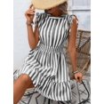 thumbnail image 6 of Women'S Striped Sleeveless Tank Dress Button Front Ruffle Hem A Line Dresses Dark Gray S, 6 of 9