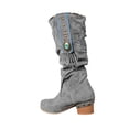 thumbnail image 2 of Fitoron Women's Mid Calf Boots Tassels Suede Slouch Boots Block Heel Winter Cowgirl Boots Christmas Gift- Gray 7, 2 of 4