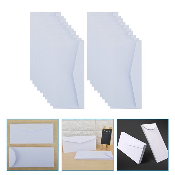 Soimiss 20Pcs Blank Envelopes White Paper Envelope Bags Reusable Storage