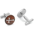thumbnail image 3 of SuperJeweler Stainless Steel and Mahogany Gothic Cross Cufflinks For Men, Fits Standard Shirt, 3 of 5