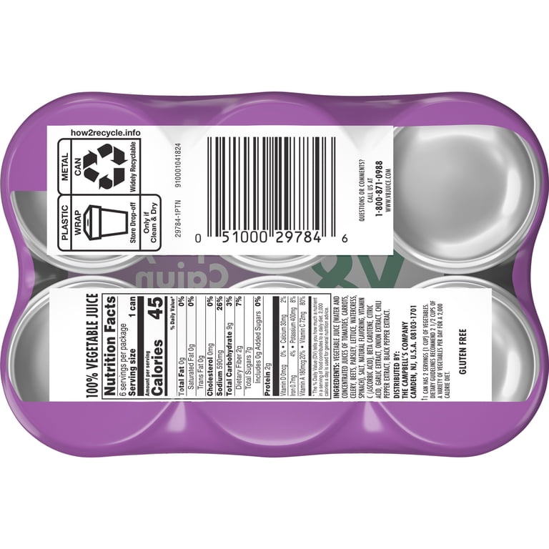 V8 Spicy Cajun 100% Vegetable Juice, 8 fl oz, 6 Pack photo 6