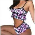 thumbnail image 2 of Women Print Sleeveless Ruffles Bowknot Design Cami Shorts Lingerie Sleepwear Set, 2 of 3