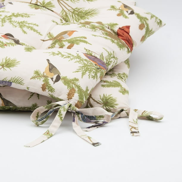 Beautiful Birds Chair Cushion Pads in Ivory 17 x 17 inch Square 4 Pack