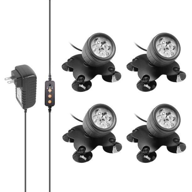 Leyfeng 4PCS 4 LEDs RGB Lámpara de buceo subacuática con Control remoto