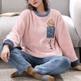 thumbnail image 4 of Conjuntos de Pijamas de felpa para Mujer, ropa de dormir con estampado de dibujos animados de vellón grueso, ropa de casa de terciopelo Kawaii Girsl, invierno, nuevo, 4 of 5