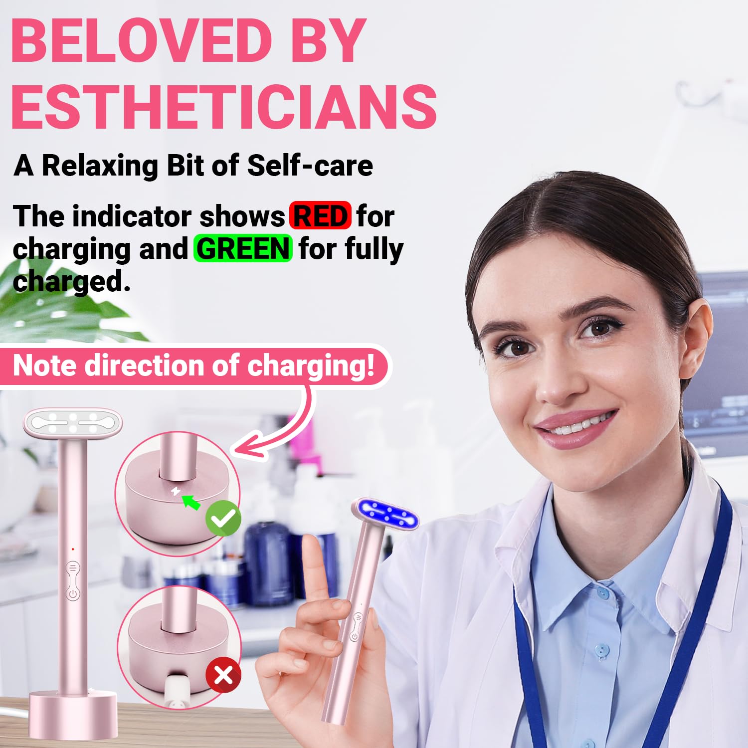 Acne Light Therapy Wand Red Light Therapy for Face - LED Facial Skin Red Blue Light Therapy Wand Device at Home