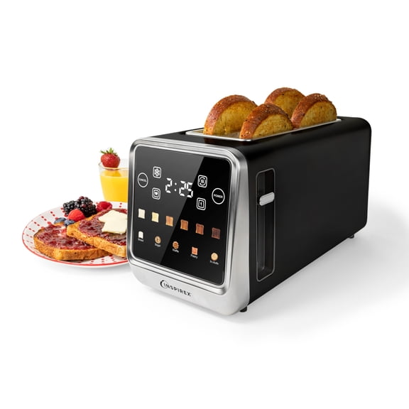 Toaster Nostalgia Inspirex - Pantalla táctil de 4 rebanadas, color negro