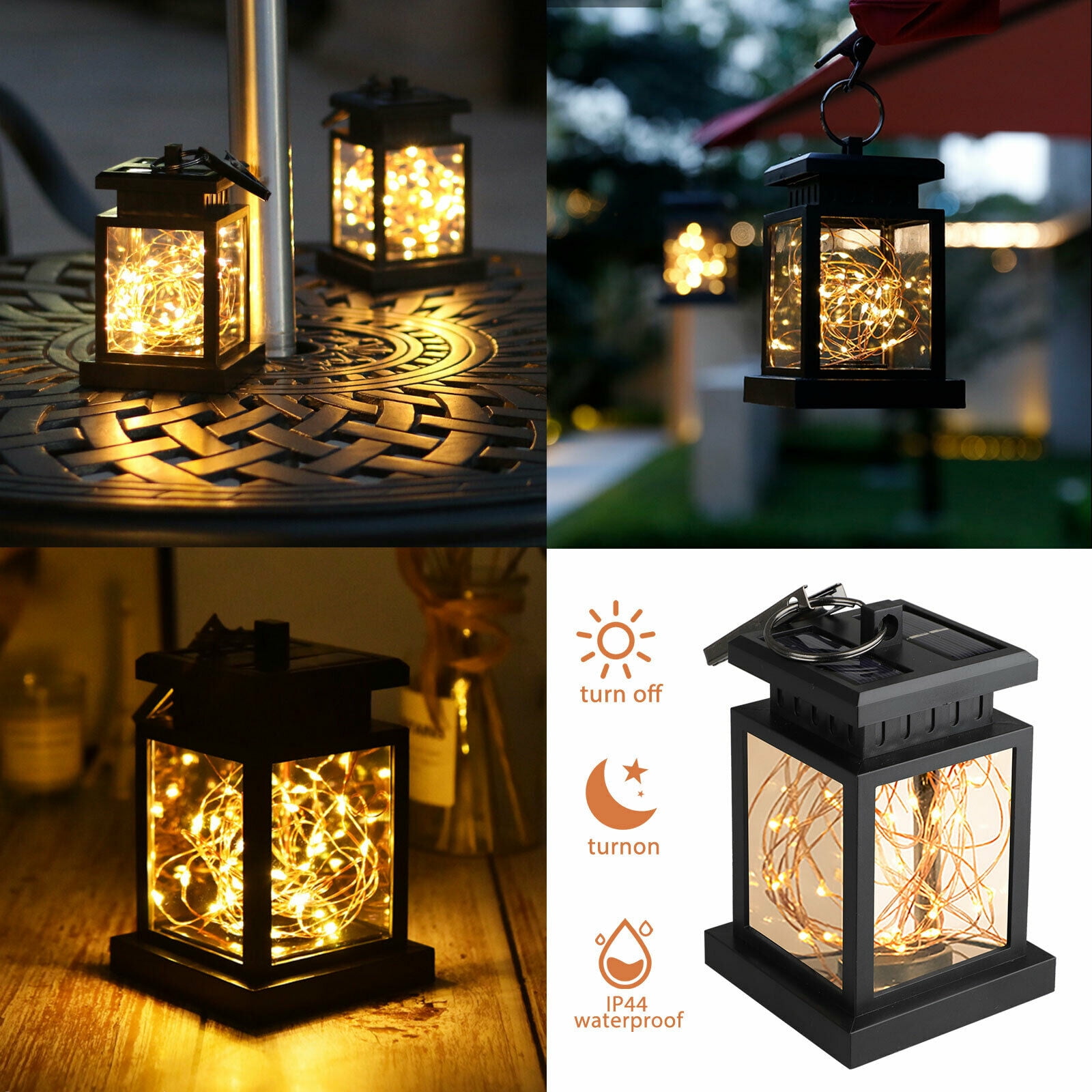 Waterproof Outdoor Solar Lantern Hanging Candle Light LED Yard Patio Garden Lamp 