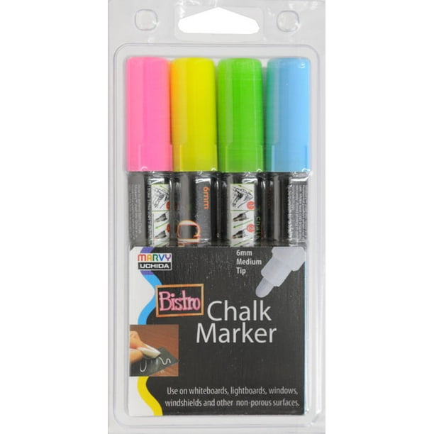 Marvy Uchida Bistro Chalk Marker Broad Tip Neon Colors 4 Pc Set 028617481302 Walmart Com Walmart Com
