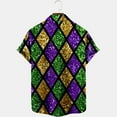 thumbnail image 4 of Lilgiuy Mens Mardi Gras Hawaiian Shirt Summer Candy Color Carnival Print Short Sleeve Lapel Collar Button Down Shirt Tropical Hawaiian Beach Shirt(Multicolor,L), 4 of 5