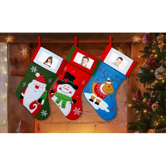 Lexi Home 18” 3 Pc Set Christmas Stocking - Santa and Friends