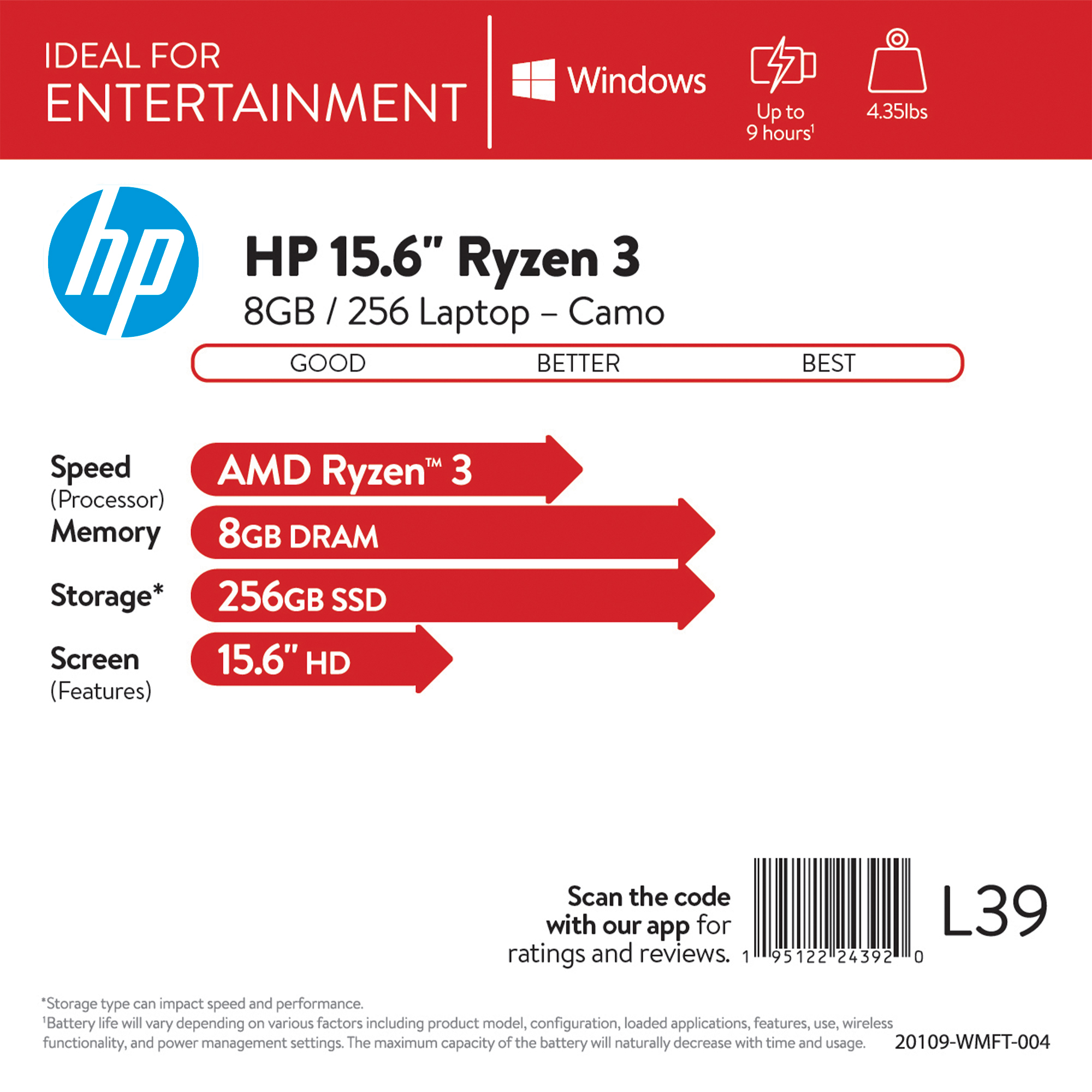 HP 15.6" R3 4/256G Laptop-Camo - image 2 of 9