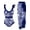 Blue White-Floral, variant on Women's Tropical Print One Piece Swimsuit with Cover up Beach Skirt Sarong Two Piece Floral Printed V Neck Tummy Control High Cut Monokini Swimsuit Bathing Suit Women's Swimwear.