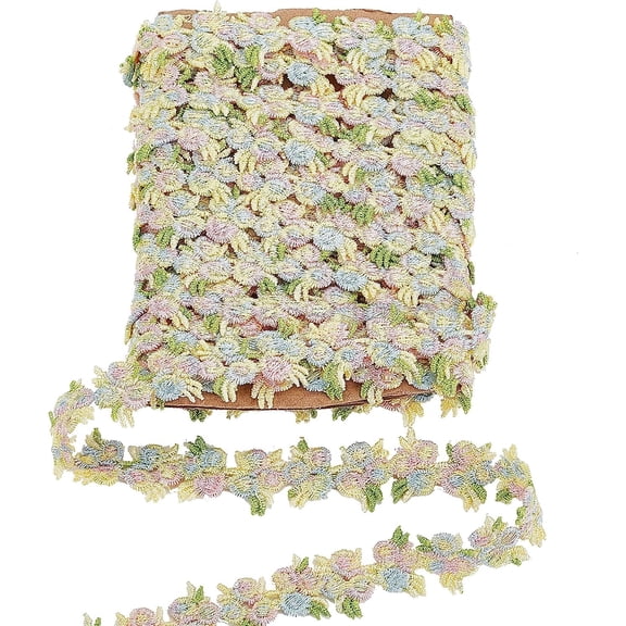 5 Yards Flower Lace Ribbon Light Pink Floral Lace Trim 20mm Decorating Lace Flower Embroidered Trim Ribbons for DIY Wedding Appliques Sewing Craft Scrapbooking Upholstery Curtain for making