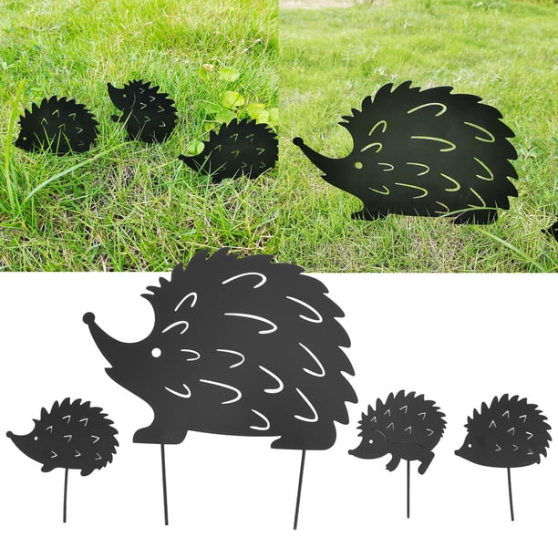 Pequeño Enchufe de Erizo en la Estaca de Decretación, Lindo Arte de Hierro Animal Hedgehog Material de Hierro Decorativo de Hierro Para Decoración al Aire Libre para Jardín para