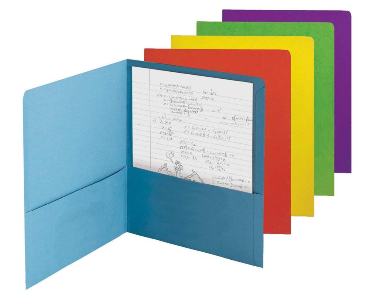 TwoPocket Heavyweight File Folder, Letter Size, Assorted Colors, 50
