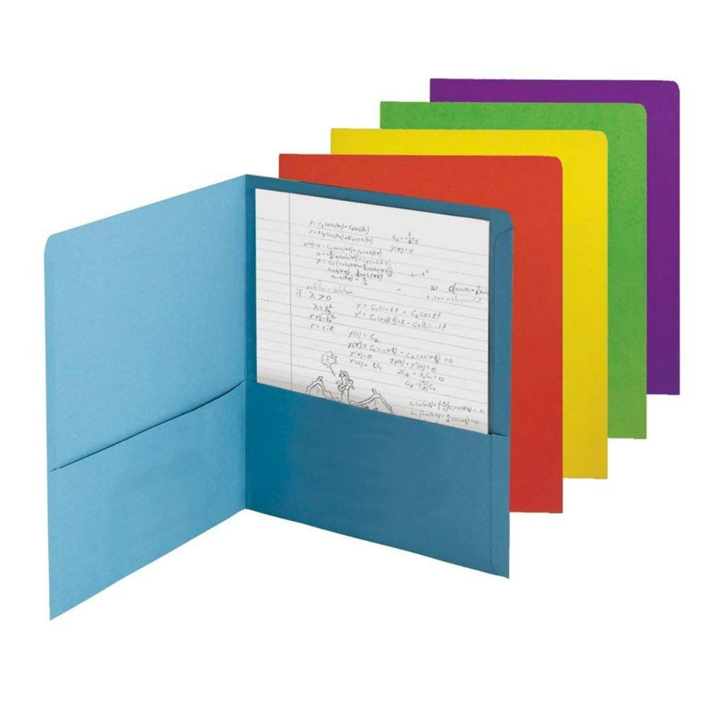 TwoPocket Heavyweight File Folder, Letter Size, Assorted Colors, 50