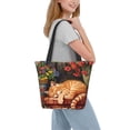 thumbnail image 2 of Cauagu Sleeping Cat Flowers Print Canvas Aesthetic Tote Bag for Women Beach Bag Shopping Bags Shoulder Bag Reusable Grocery Bags, 2 of 7