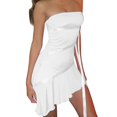 thumbnail image 1 of adviicd Robes pour Femmes pour Invitées de Mariage Robe pour Femme à Manches Longues Col Montant Froncée Fente Latérale Élégante Robe Maxi de Soirée Blanc,G, 1 of 4