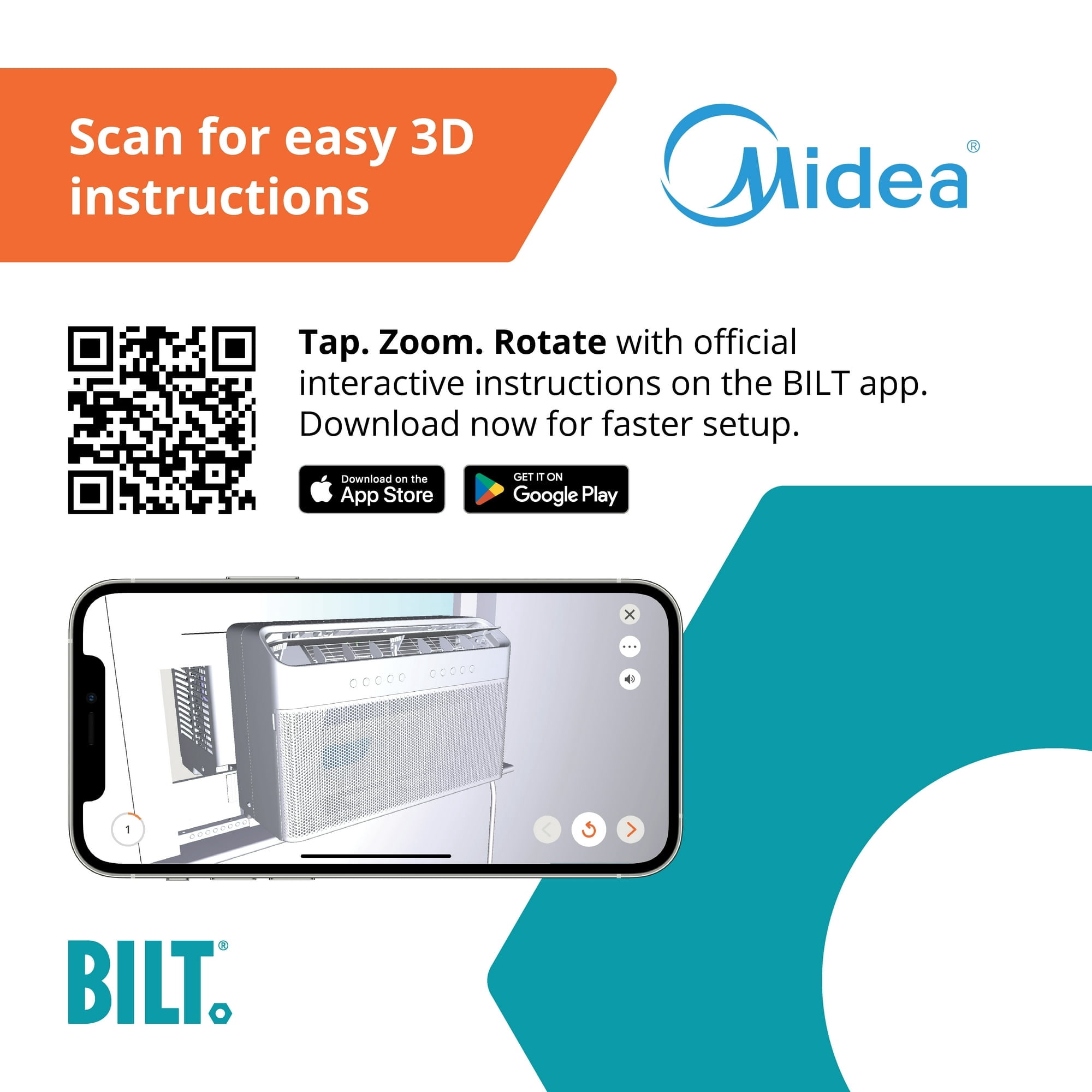Midea 8,000 BTU Window Air Conditioner - Smart Inverter U-Shaped - Cools Up To 350 Sq Ft - Wi-Fi - White