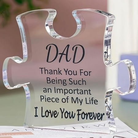Dad Birthday Gift, Dad Gifts From Daughter, Son - Engraved Acrylic Block Puzzle Gifts For Dad 3.93 X 2.95 Inch, Daddy Gift Ideas, For Dad, Personalized Dad Gifts, Best Gifts For Dads