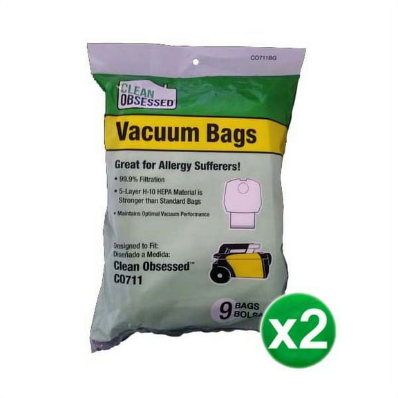 (2) Clean Obsessed CO711BG Canister HEPA Vacuum Bags ( Pack Of 18)