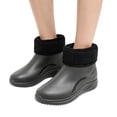 thumbnail image 2 of Domuza Short Ankle PVC Rain Boots for Men, Waterproof Soft Plus Cotton Galoshes, Non-Slip Wear Resistant Flat Rubber Shoes, Fashion Casual Footwear Gray 8 (EU-41), 2 of 4