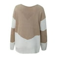 thumbnail image 5 of cfhntfmh Womens Crochet Sweater Crewneck Long Sleeve Pullover Color Block Oversized Ribbed Sweaters Fashion Tops for Women（Khaki,Large), 5 of 6