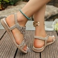 thumbnail image 5 of mtvxesu Women Retro Bohemian Rhinestone Sandals - Elastic Back Flat Roman Sandals for Summer Casual Floral Design Slip-On Comfort Available in Multiple Colors Size 36-43 1 Pair, 5 of 9