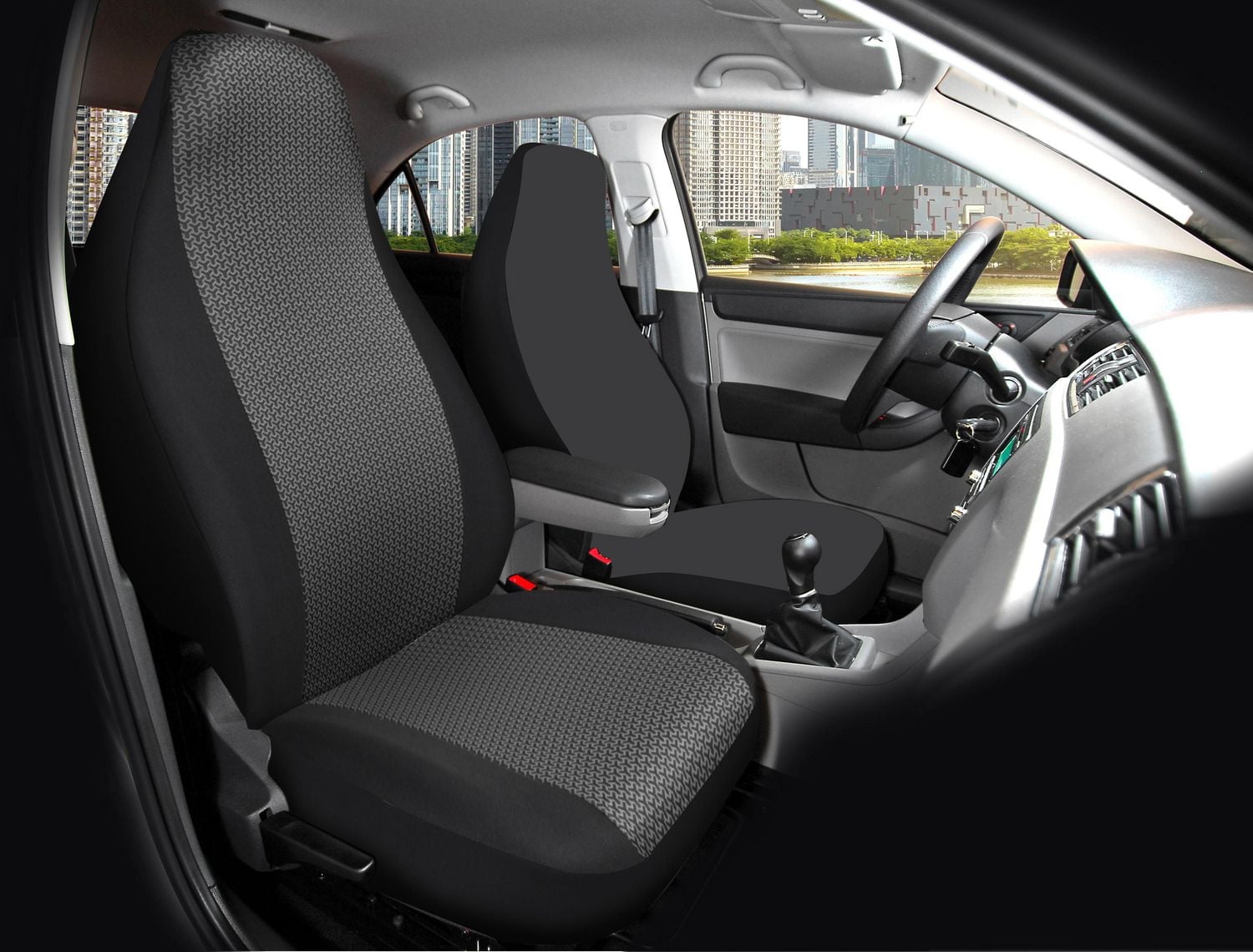 Auto Drive 1-Piece Atlanta Front Car Seat Cover Black/Grey