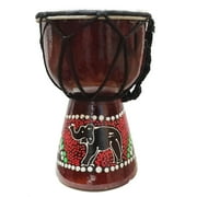 Stoneage Arts Djembe Drum African Inspired Bongo Solid Wood Varying Dot Art Patterns (Elephant, 6 Inch)