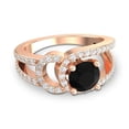 thumbnail image 3 of Diamond-Capitals 2.50 Carat Round Shape Genuine Diamond & Black Onyx Gemstone Trendy Bridal Ring for Ladies 14K Rose Gold Size 8, 3 of 8