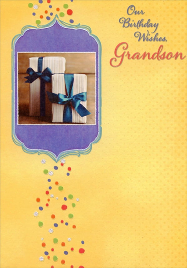 GRANDSON BIRTHDAY CARD 8"X6" FOIL AND GLITTER RRP £1.99 F12 