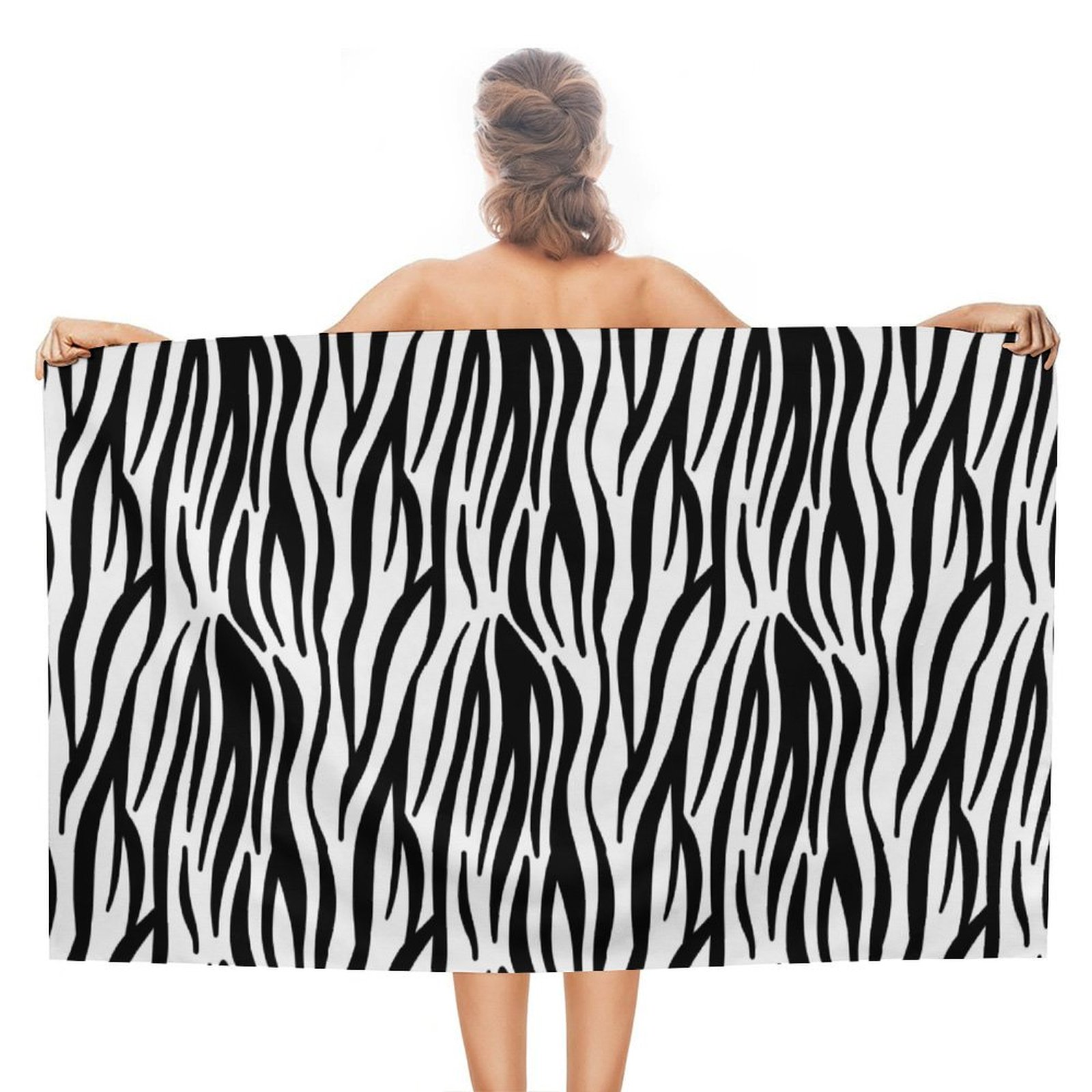 PDations Zebra Stripe Print Beach Towel Oversized Microfiber Beach Towels Quick Dry Thin Super Absorbent Pool Beach Wrap for Travel Swimming Bath Camping Yoga Girls Women Adults 30×60 in
