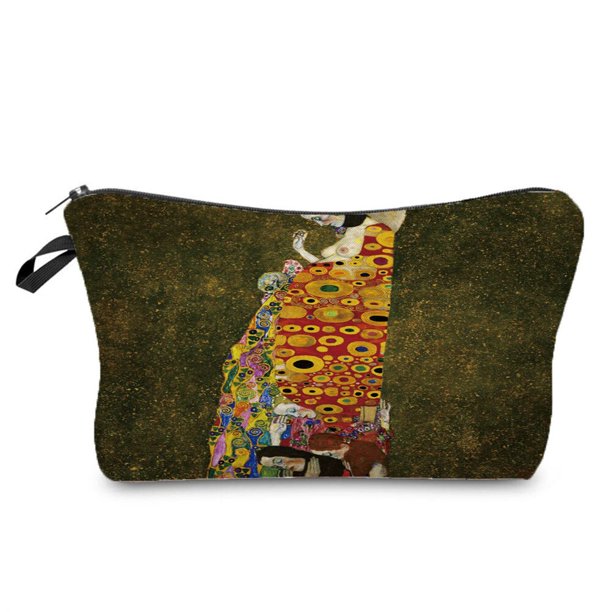 Neceser de viaje para mujer, bolsa de cosméticos personalizable a la moda, lágrimas y bolsas de maquillaje con estampado de pintura al óleo de Gustav Klimt, informal qiuyongming unisex