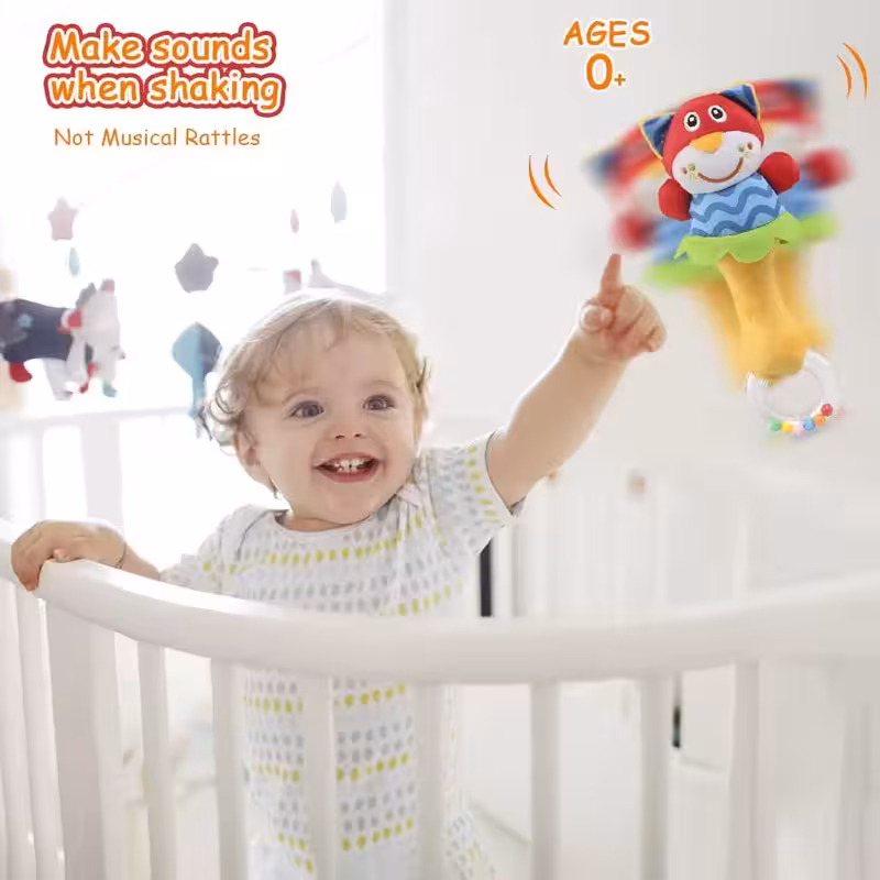 thumbnail image 3 of Muñecas de peluche de juguete rattle, juguetes de Rattle animales suaves campanas de animales suaves juguetes de Rattle 3 6 9 12 meses regalos para bebés y niñas, 3 of 7