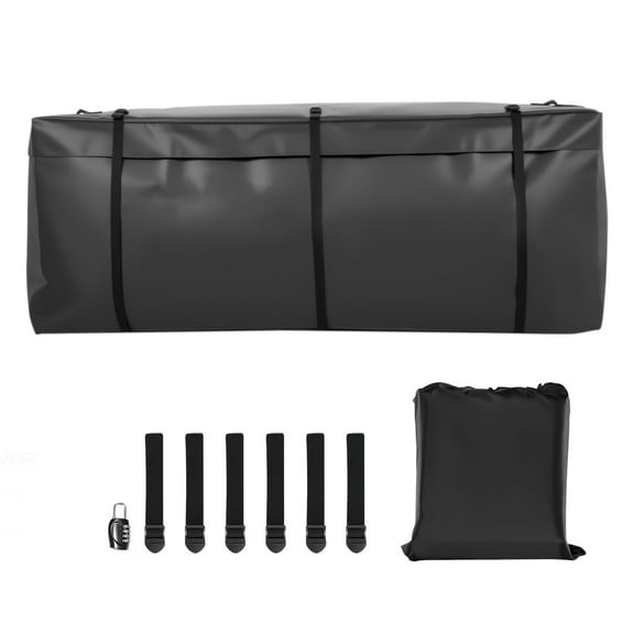 KFFKFF Waterproof Hitch Cargo Carrier Bag, 840D PVC, 57.48 x 19.49 x 23.82 in (16 Cubic Feet), Durable Storage Bag for Truck Beds with Strong Straps, Compatible with Car SUV Vans Hitch Basket