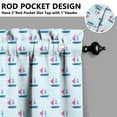 thumbnail image 5 of Kitchen Curtains 24 Inch Short - 3 Panel Set, Nautical Anchor Lighthouse Coastal Design, Rod Pocket Window Curtain for Beach House, Marine Ocean Wave Pattern, Easy Wash, 5 of 6