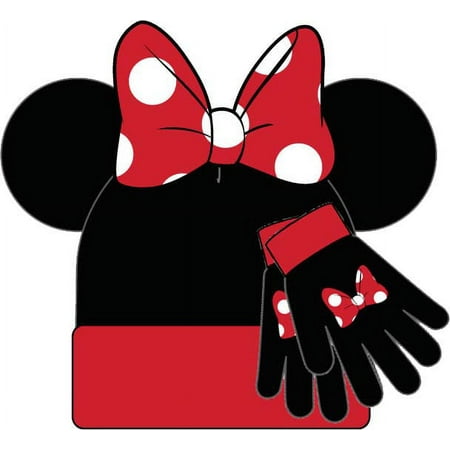 Disney Solid Beanie W/ears/bow,gloves