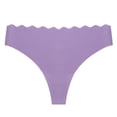 thumbnail image 2 of Womens Seamless Thongs Underwear No Show Thong Scallop Edge Wave-waisted Invisible Panties Sexy Heart Cutout Briefs for Ladies Light Purple L, 2 of 3